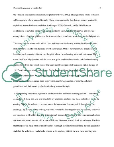 Personal experience in leadership