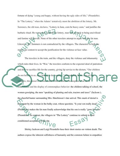 The Lottery by Shirley Jackson and War by Luigi Pirandello