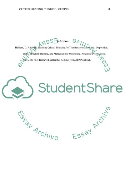 Critical reading, thinking or writing;