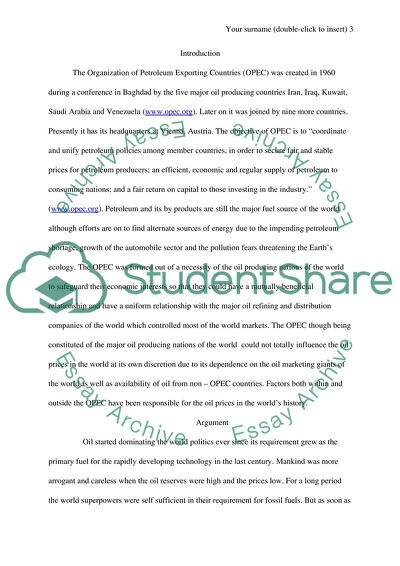 The Organization of Petroleum Exporting Countries