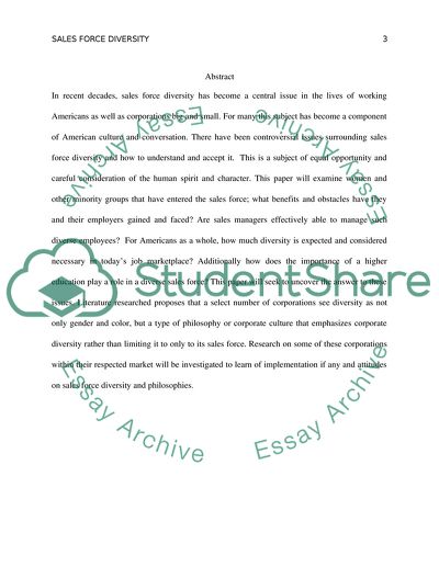 Sales Force Diversity