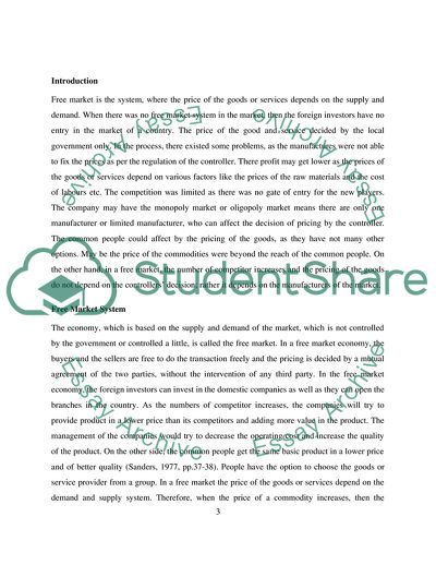 My Views on the Free Market System