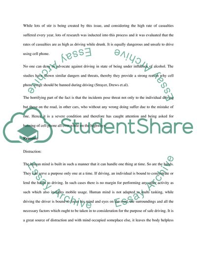 Why Using a Cell Phone During Driving Should Be Banned