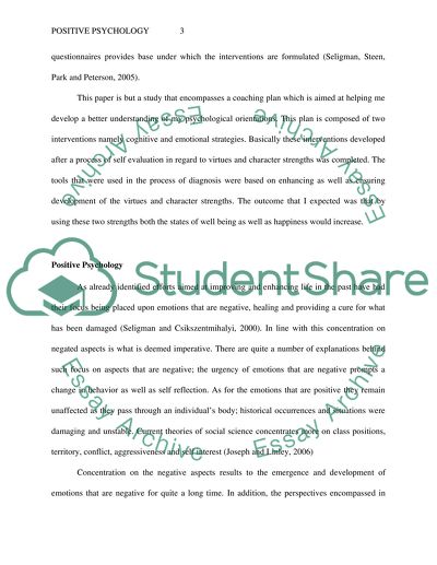 Positive Psychology as a Field of Study