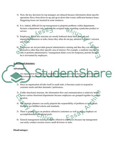 A Functional and Divisional Structure of a Company