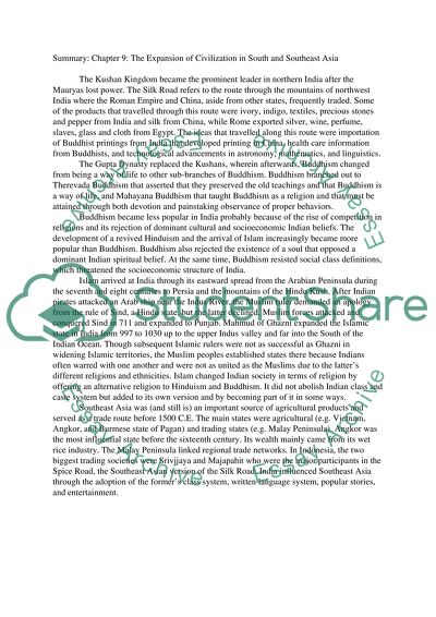 The expansion of Civilization in South ans Southeast Asia