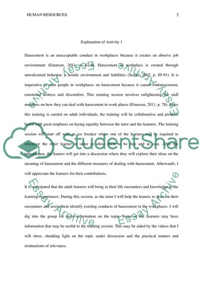 Harassment in Workplaces and Dimensions of Adult Learning