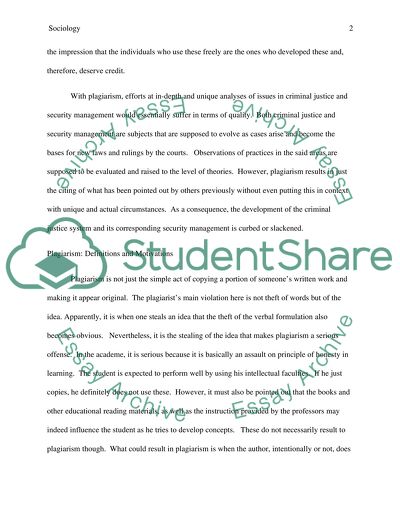 The Effects of Plagiarism in Criminal Justice and Security Management