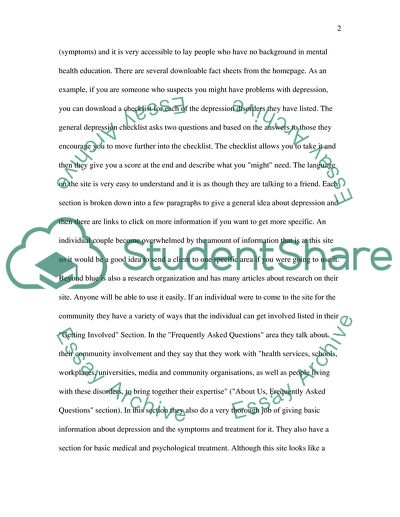 Critical Analysis of two Mental Health Websites