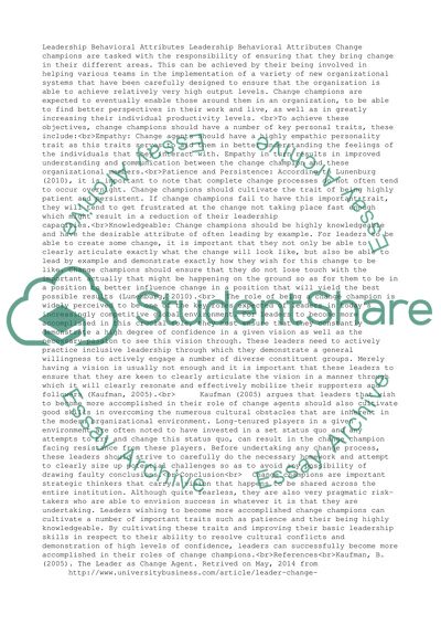 Leadership Behavioral Attributes