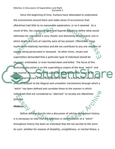 Witches - A Discussion of Superstition and Myth