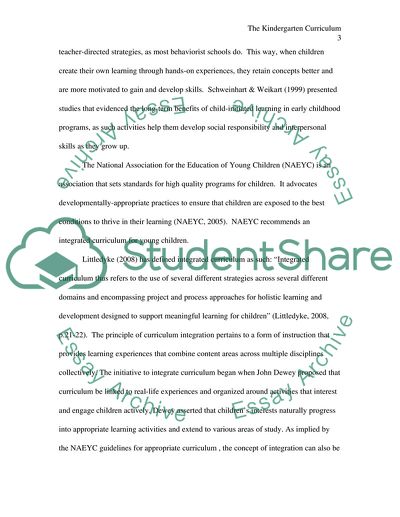 The Kindergarten Curriculum