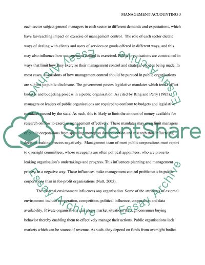Management Accounting and Budget Process