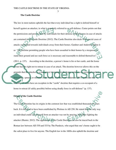 The Castle doctrine in the state of Virginia