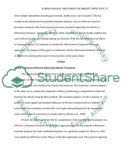 Is Behavioral Treatment of Obesity Effective