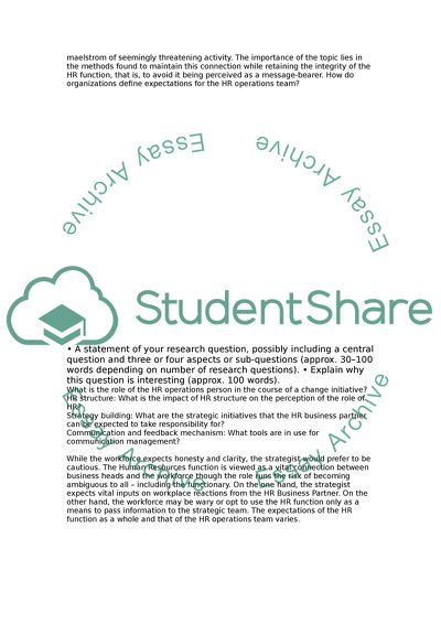Role of HR Business Partners in Implementation of Change Management Strategy