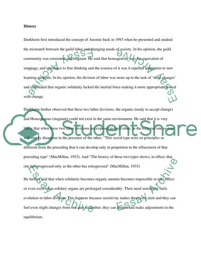 History and Development of Anomie Theory