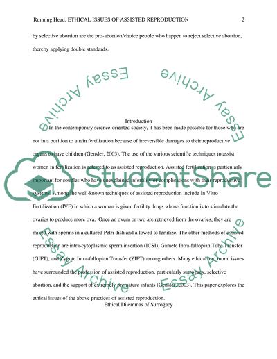 Ethical Issues of Assisted Reproduction