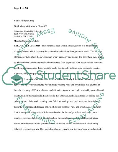 Development of Rural Economy