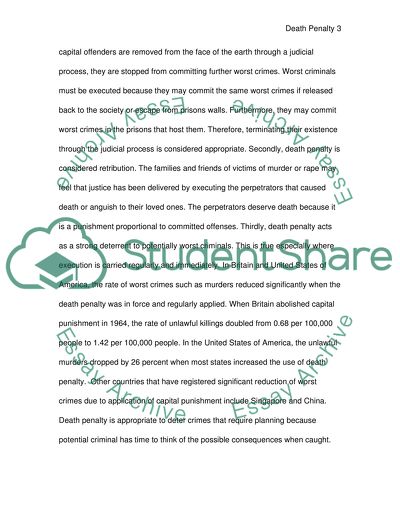 Death Penalty as a Punishment to Capital Offenders