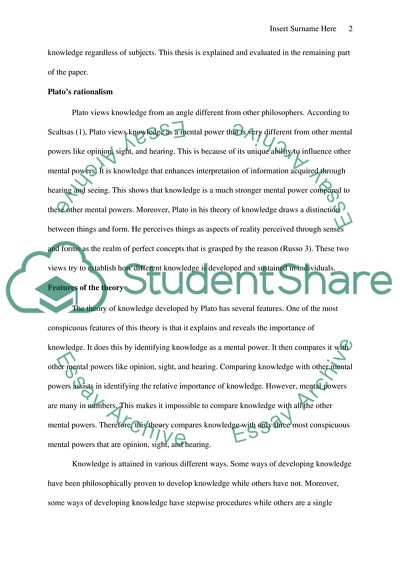 Platos Epistemological Position