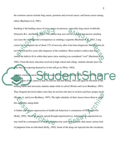 Health Risk Behaviour Among University Students