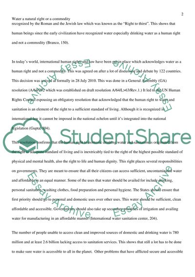 Is Water a Natural Right or Is It a Commodity