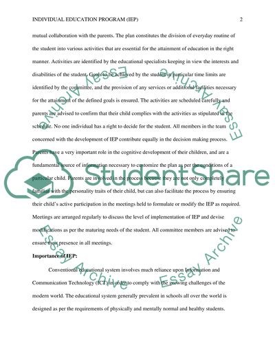 Indiviual Education Program (IEP)