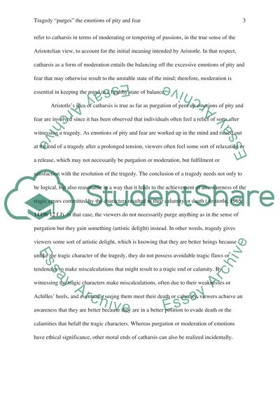 Tragedy Purges the Emotions of Pity and Fear