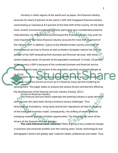 The Drivers and Barriers Affecting the Development of the Financial Services Industry