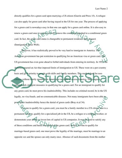 People Immigrant to United States of America