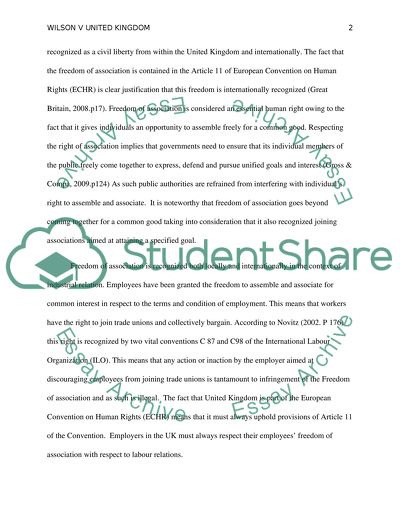 The Analysis of the Freedom of Association
