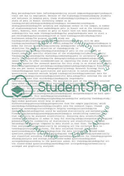 The State of Pets in the University of Kuwait