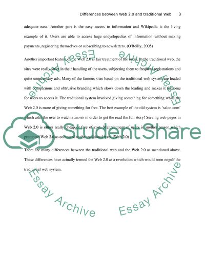 Practical Word Assignment - The Differences between the Traditional Web and Web 2.0