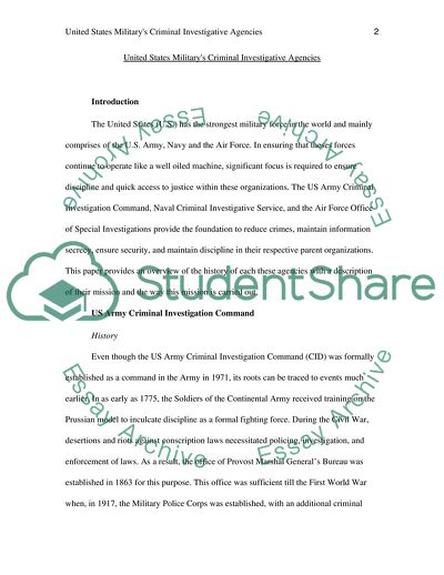 Militarys Criminal Investigative Agencies in the USA