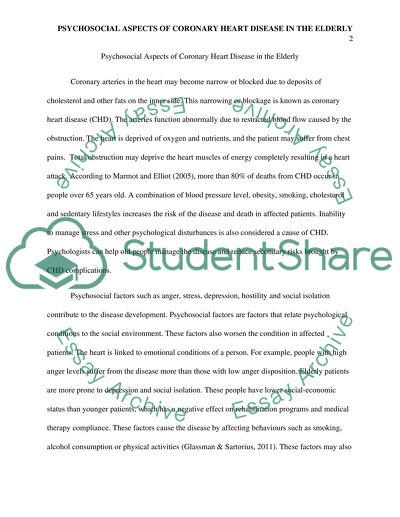 Psychosocial Aspects of Coronary Heart Disease in the Elderly