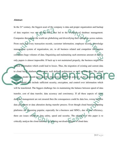 The Cloud Database Model