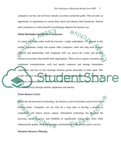 The challenges of realising benefits from ISIT