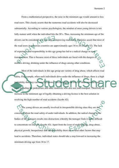 The Issue of Increasing the Minimum Age for a Driving License