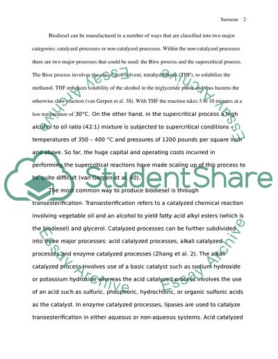 The Chemistry of Biodiesel Production