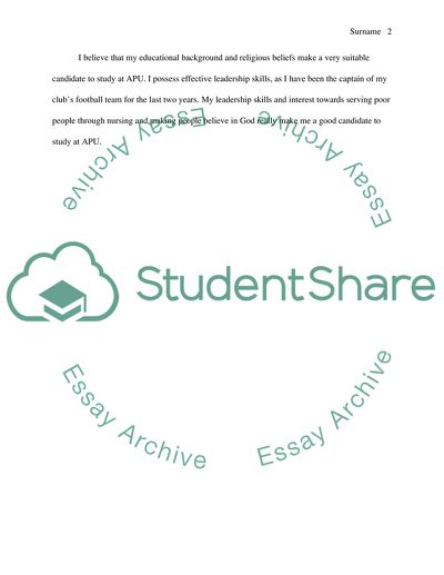 Asia Pacific University Nursing Application