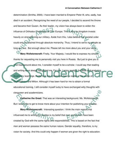 A Conversation between Catherine the Great and Marie Wollstonecraft