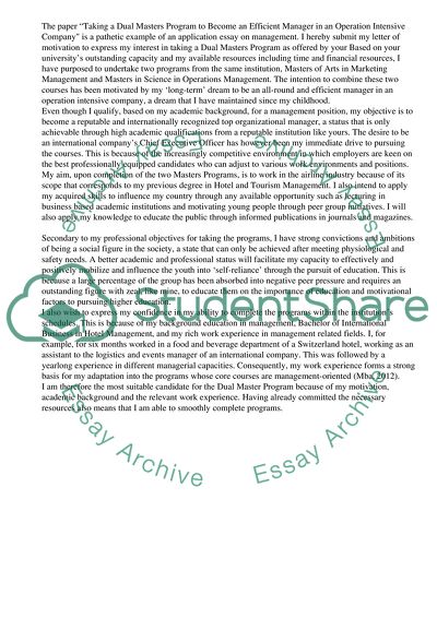 Becoming an efficient manager in an operation intensive company