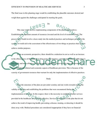 Efficiency in Provision of Healthcare Services