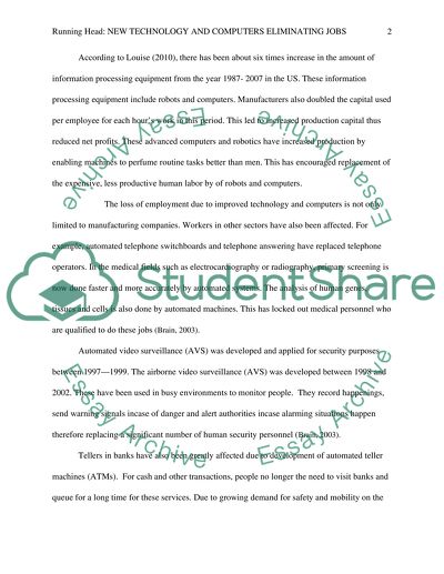 New Technology and Computers are Eliminating Jobs in America