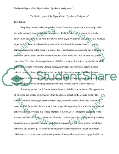 (The Roar of the Tiger Mom) Synthesis Assignment