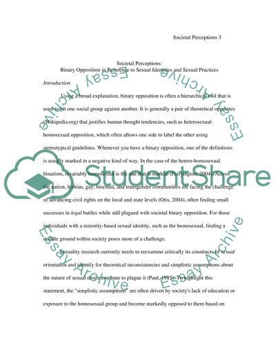 Binary Opposition in Reference to Sexual Identities