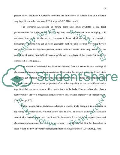 The Economic and Health Impacts of Counterfeit Medicine