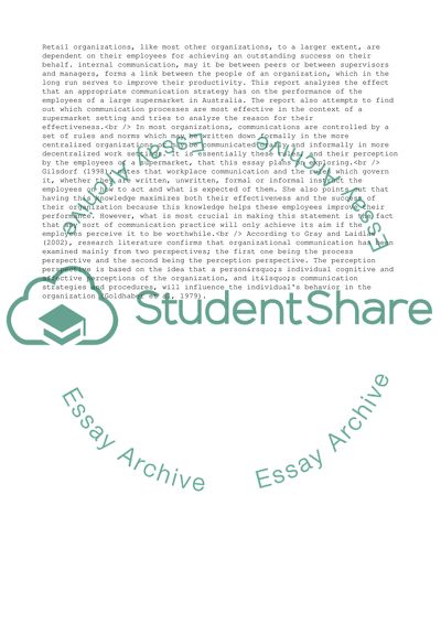 Workplace Communication in Coles Supermarket