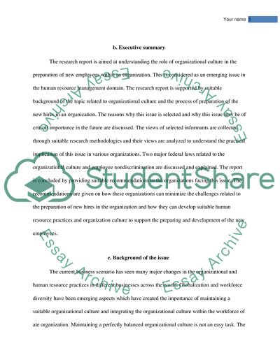 Organizational Culture and Preparing the New Employee